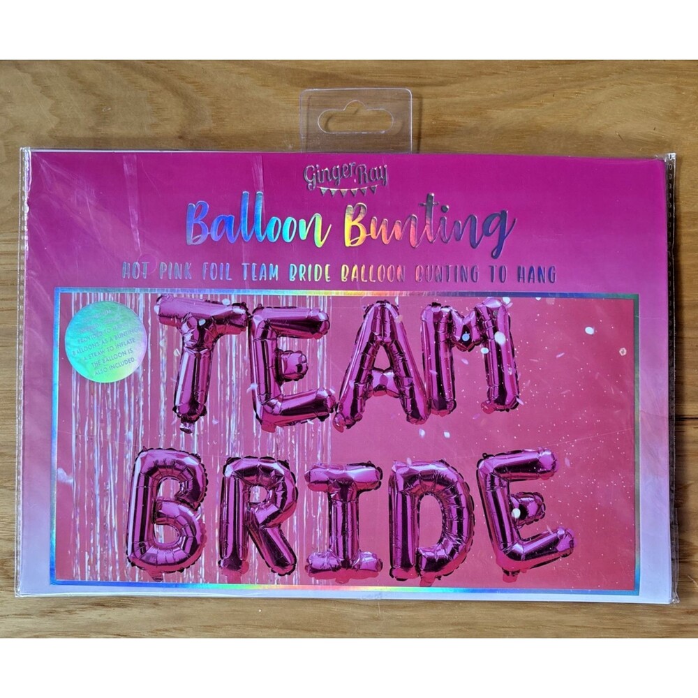 "Team Bride" Balloon Bunting Ginger Ray Pink Foil Wedding Shower 16" Hen Party